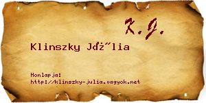 Klinszky Júlia névjegykártya